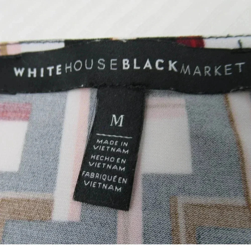 White House Black Market Red Tones Mini Moc Wrap Dress Sz Med Embroidered V Neck - Picture 5 of 11